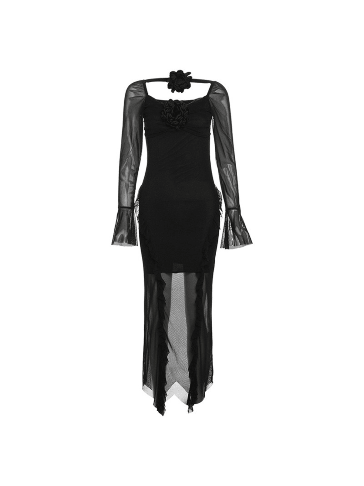 Gussie Çiçek Ruffle Mesh Elbise