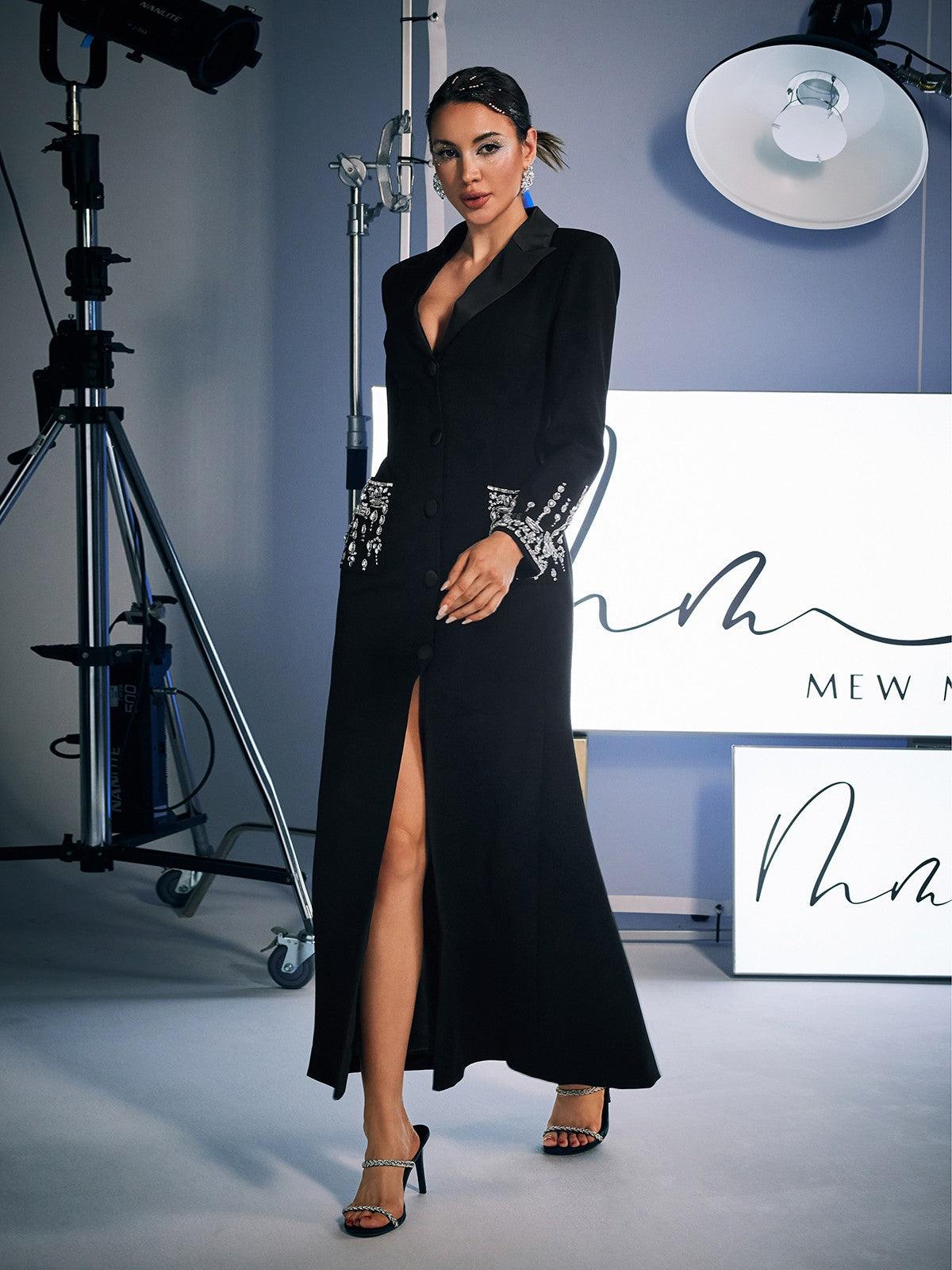 Hassan Taşlı Blazer Elbise Siyah