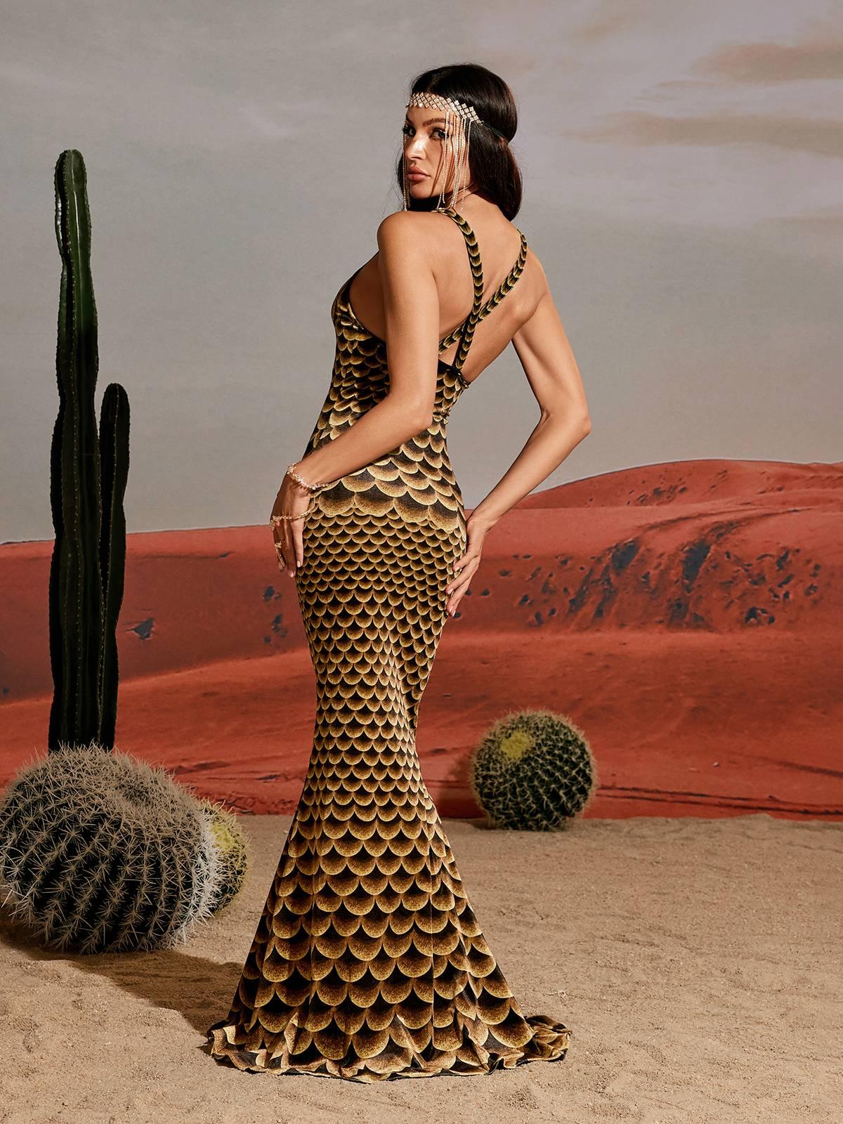 Hosea Desenli Deniz Kızı Maxi Elbise