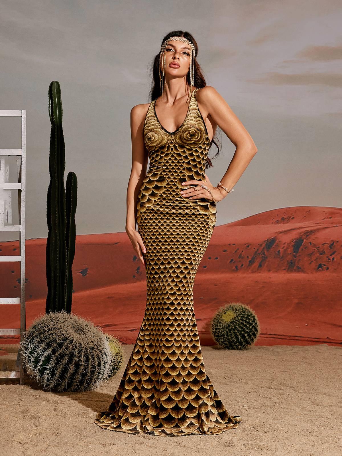 Hosea Desenli Deniz Kızı Maxi Elbise