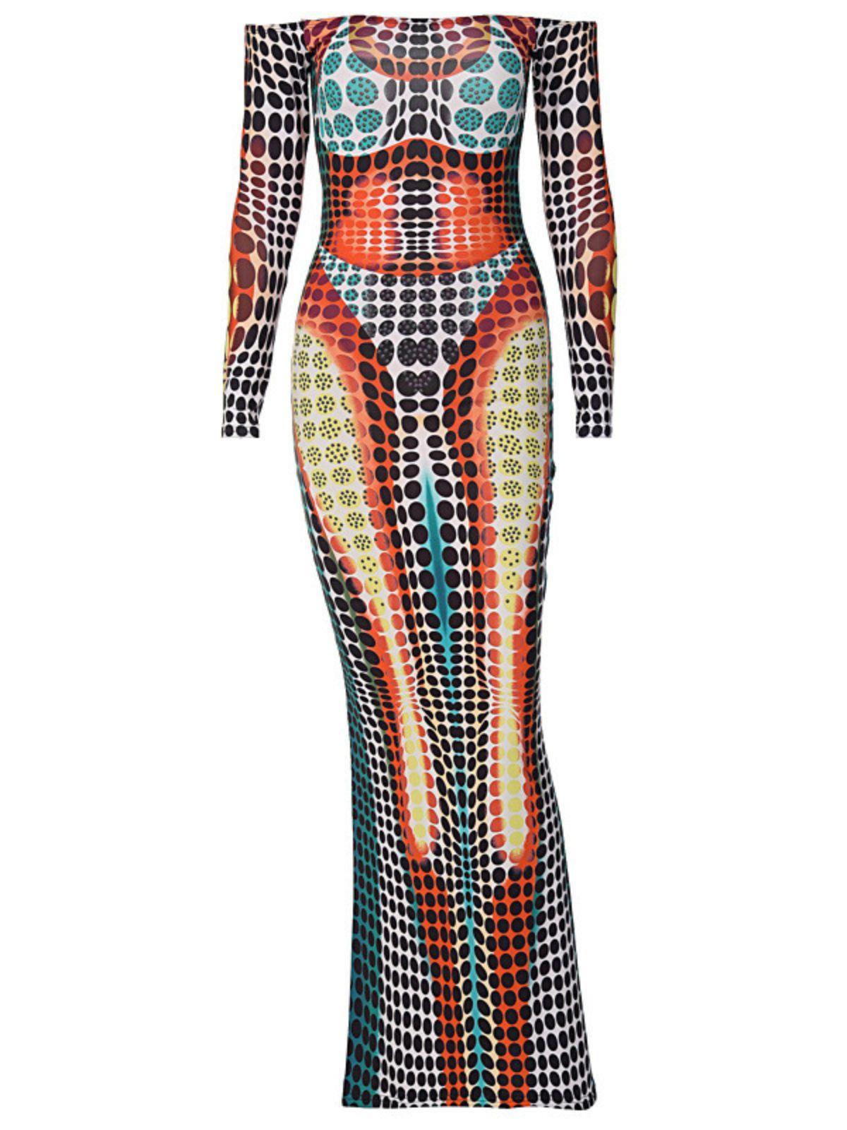 Ishi Tek Omuzlu Maxi Elbise Çok Renkli