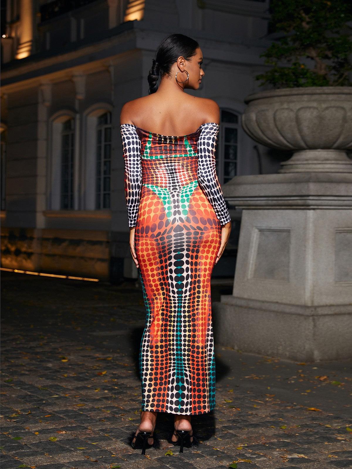 Ishi Tek Omuzlu Maxi Elbise Çok Renkli