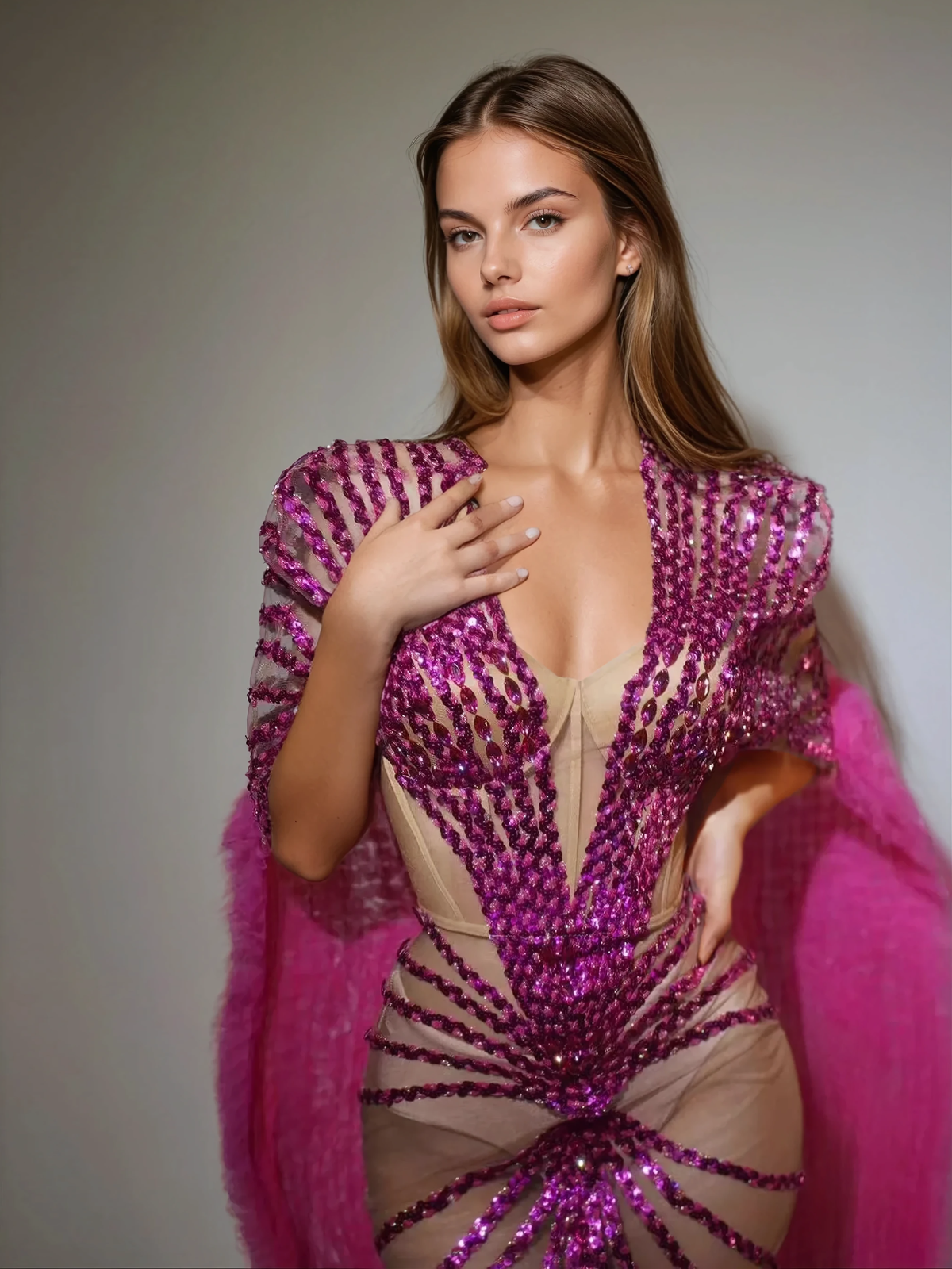 Janeeva Payet Süslemeli Kape Maxi Elbise