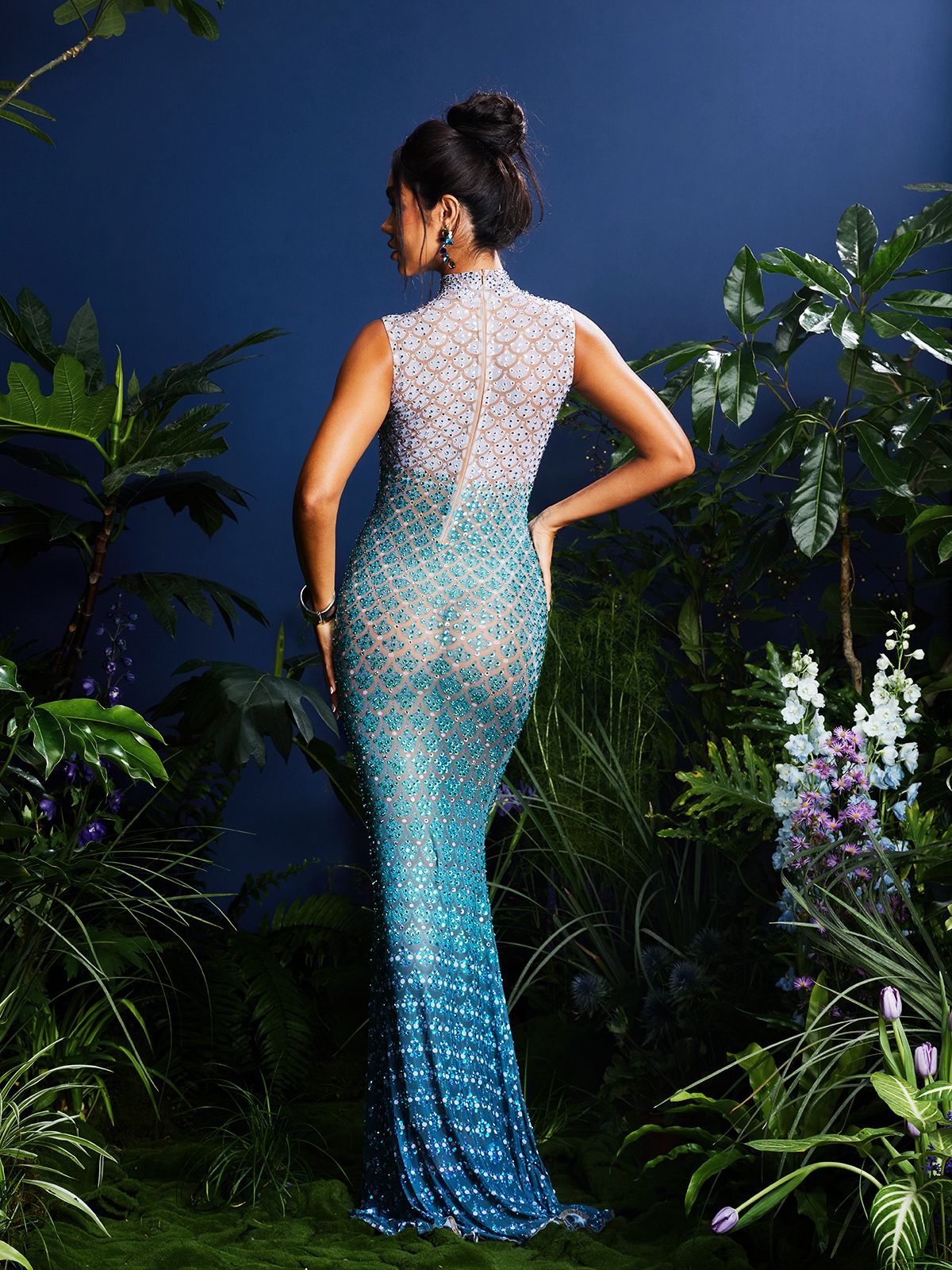 Jenji Deniz Kabuğu Taşlı Maxi Elbise