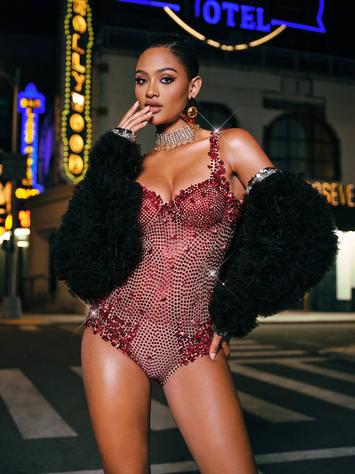 Jodelle Rhinestone Payet Bodysuit