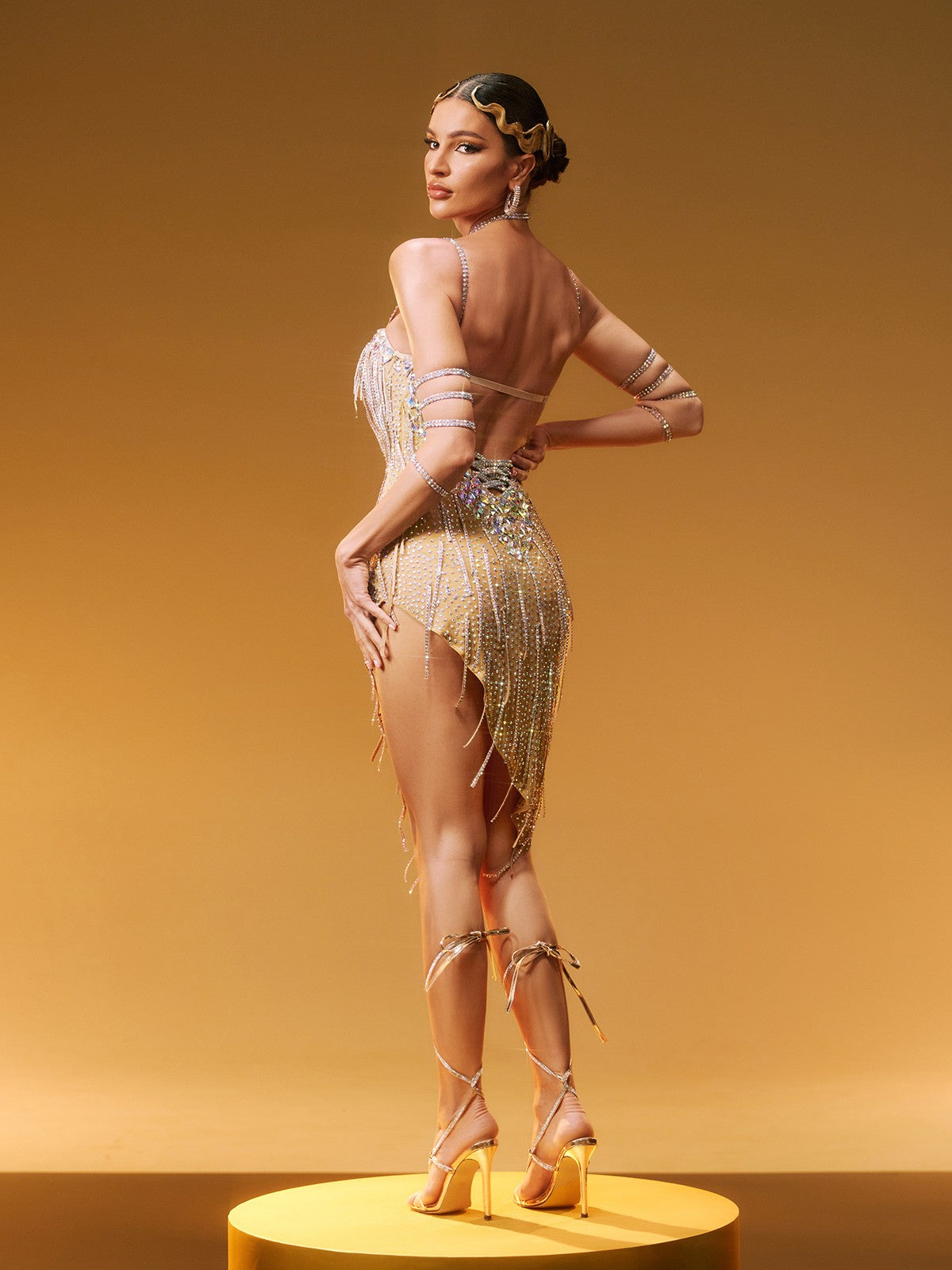 Kai Spaghetti Kristal Fringe Mini Elbise