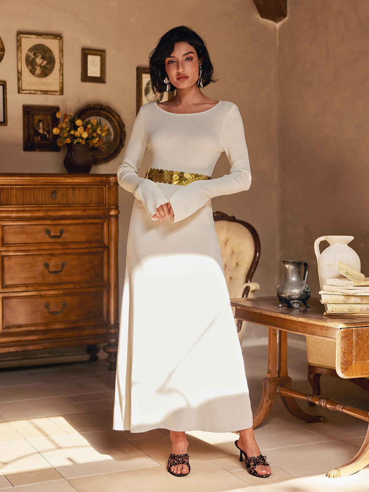 Laurance Sırt Açık Dantel Maxi Elbise