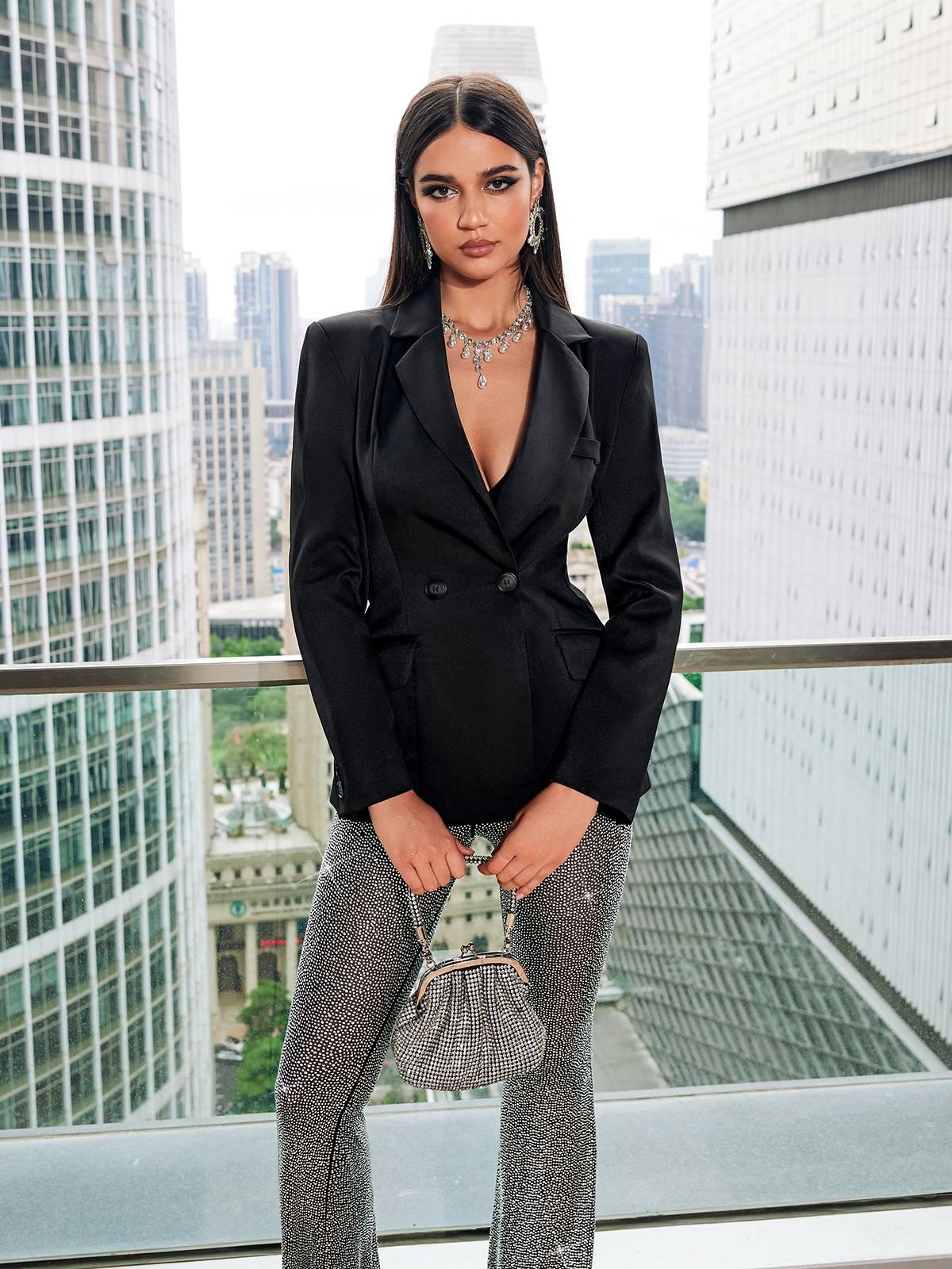 Londyn Taşlı Kloş Pantolon Takımı