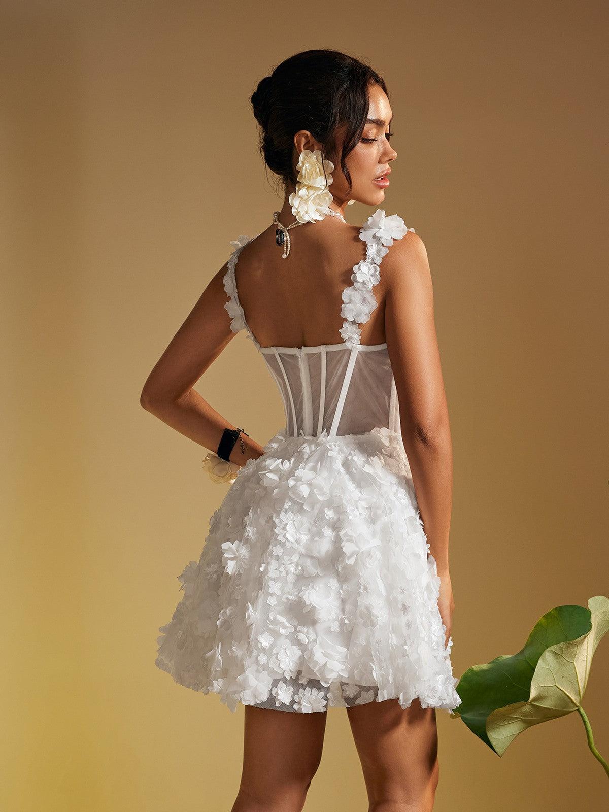 Magni Spaghetti Çiçek Mini Elbise