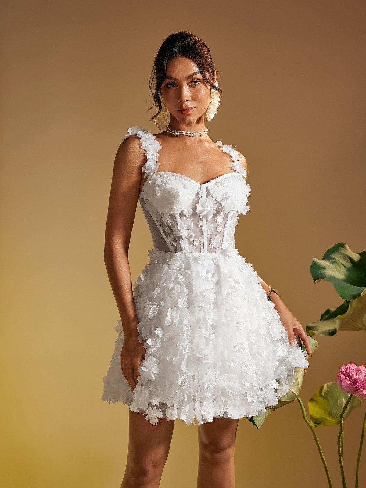 Magni Spaghetti Çiçek Mini Elbise