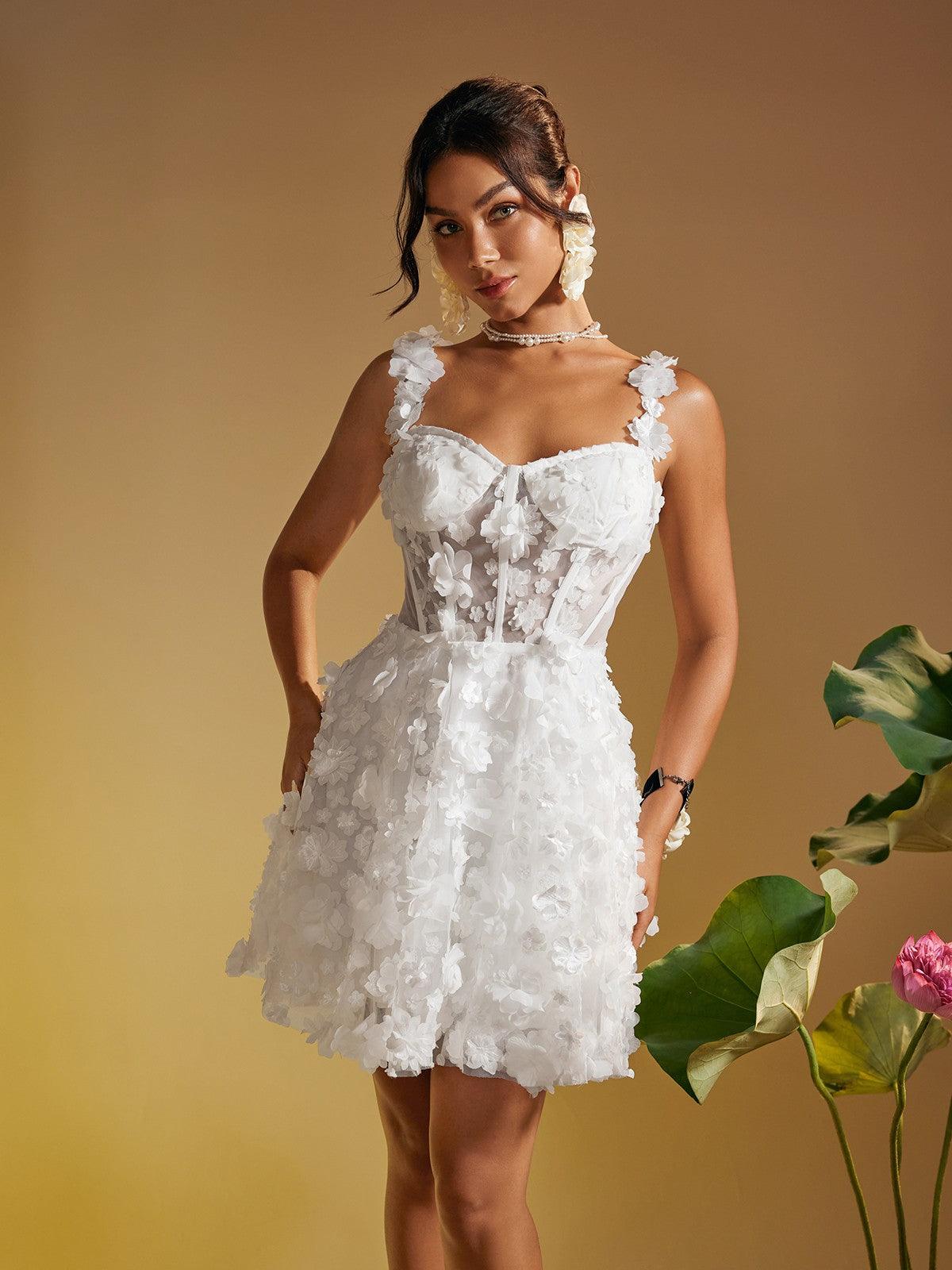 Magni Spaghetti Çiçek Mini Elbise