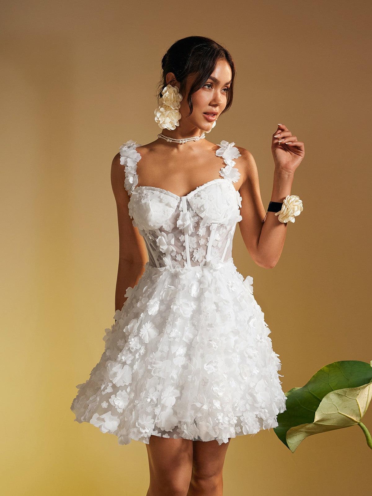 Magni Spaghetti Çiçek Mini Elbise