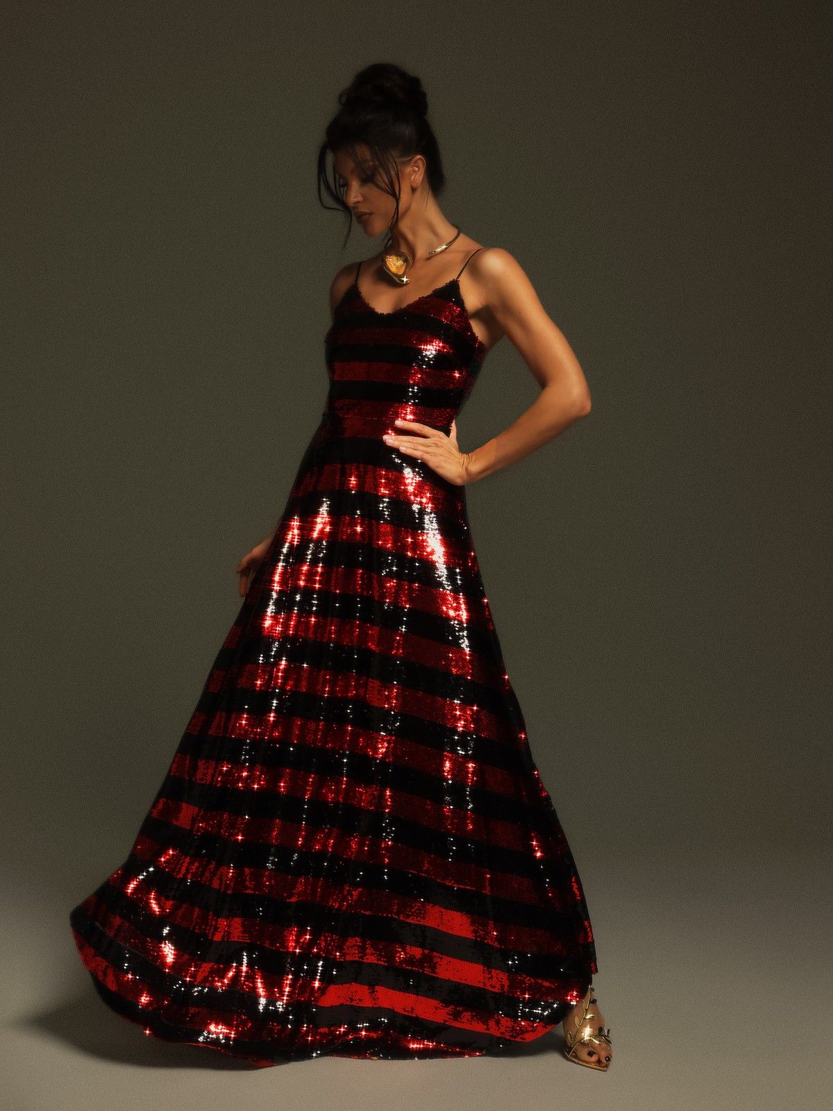 Rupali Spagetti Şerit Payet Maxi Elbise