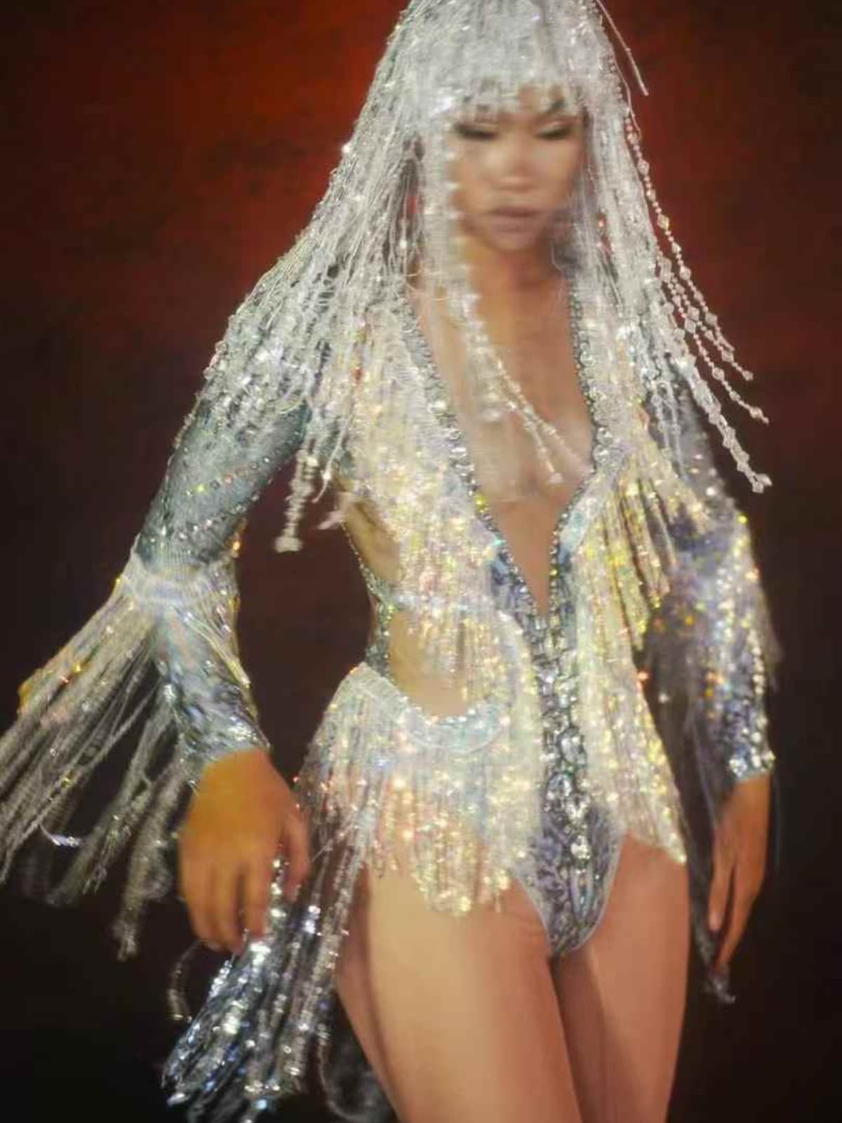 Ryxara Uzun Kollu Fringeli Bodysuit