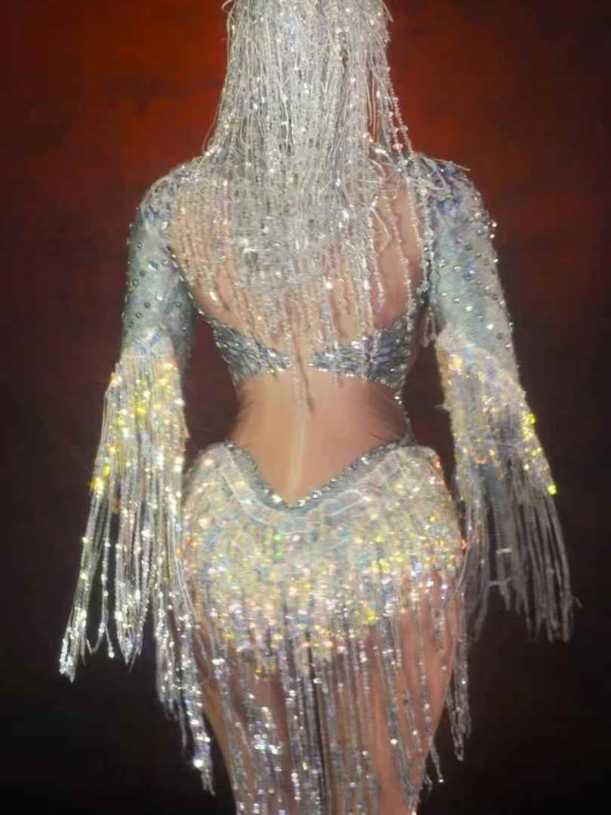 Ryxara Uzun Kollu Fringeli Bodysuit