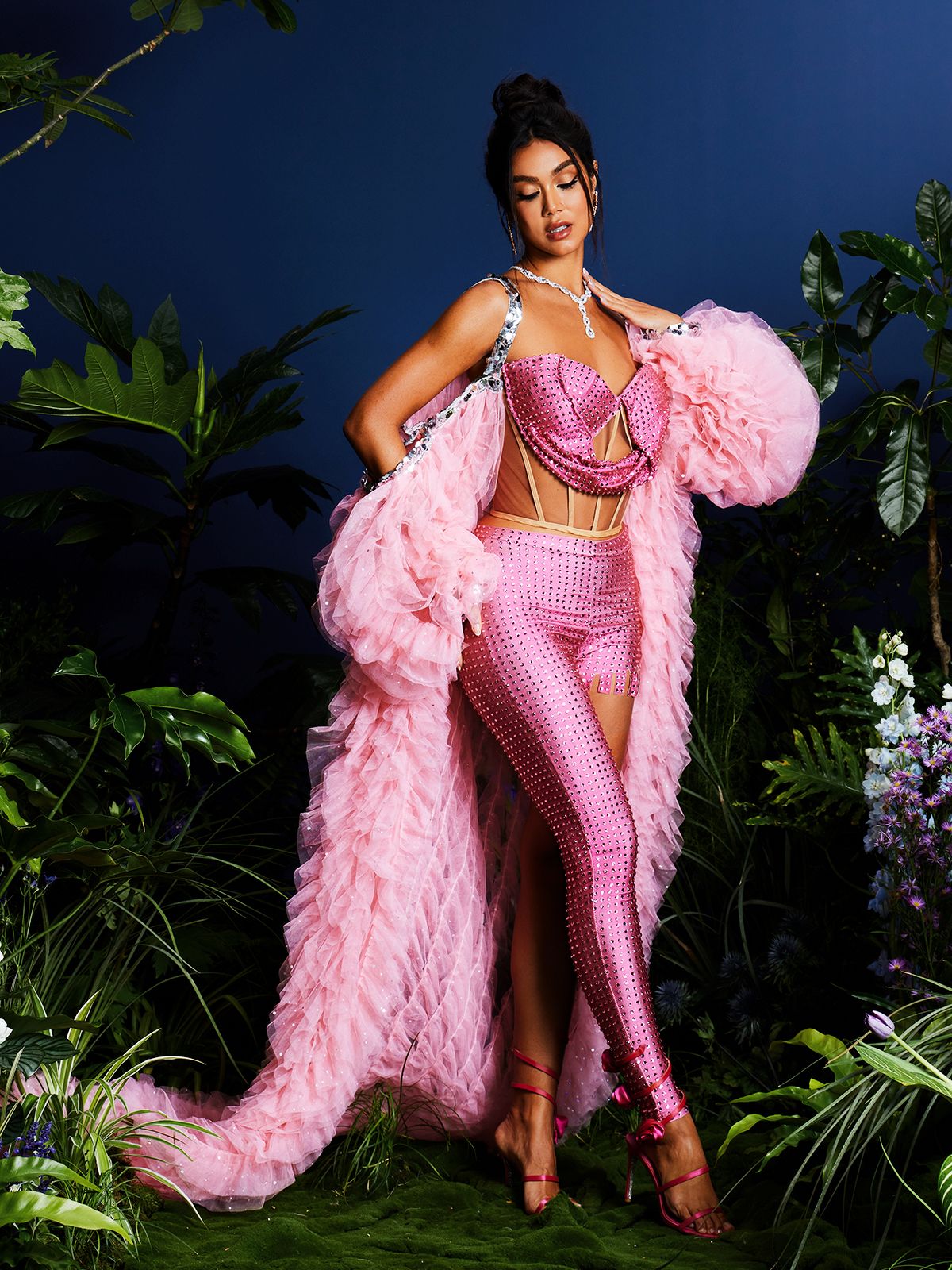 Tolliver Kristal Pantolon Takımı Pembe