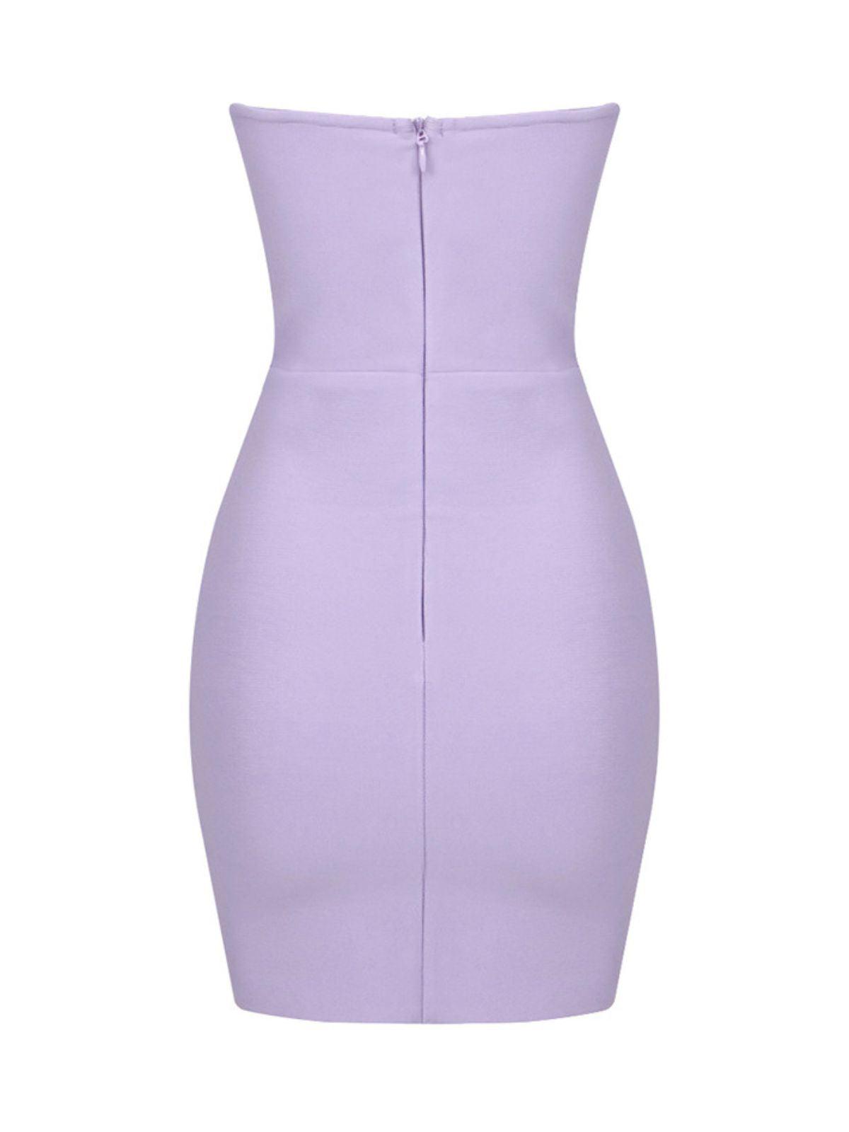 Zander Straplez Kesik Bandaj Elbise Lila
