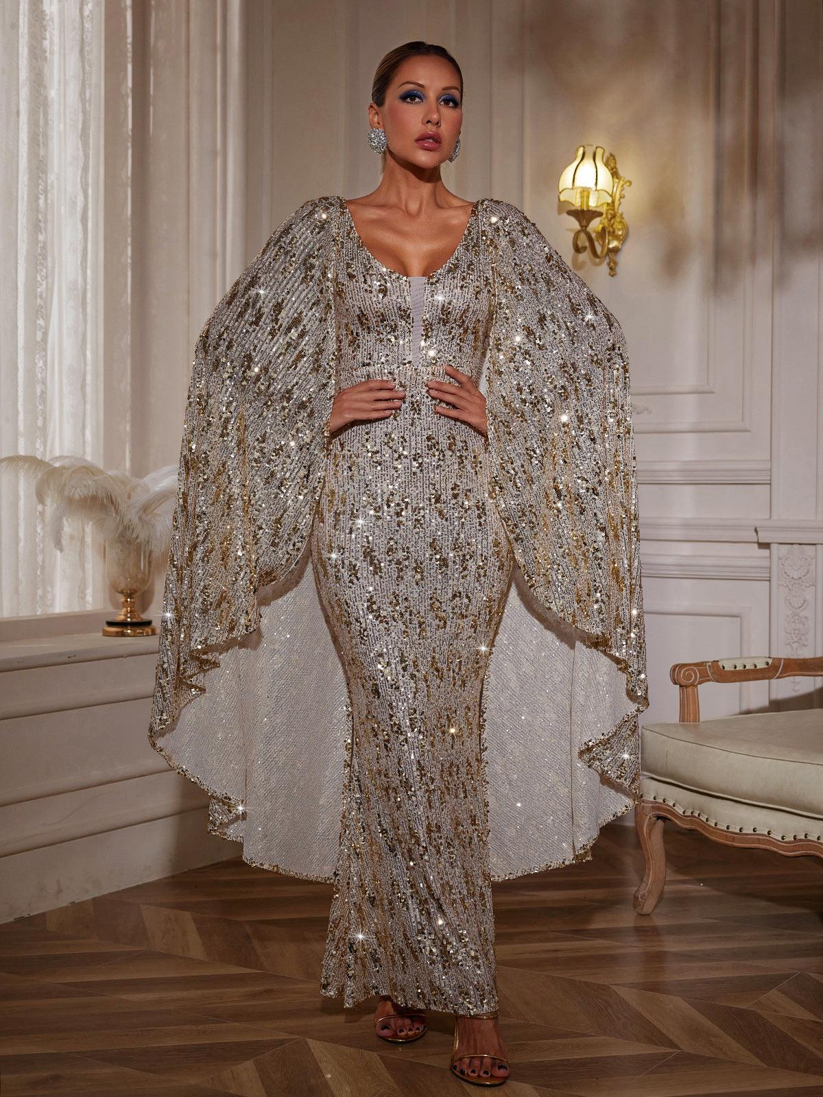 Zephyrus Drapeli Kol Payet Maxi Elbise