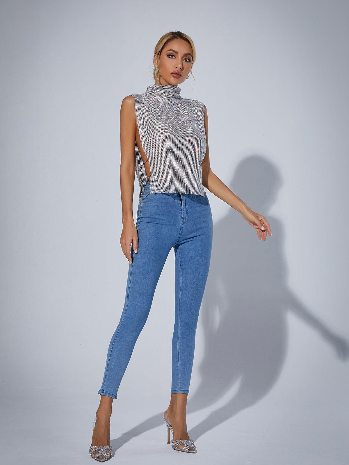 Marilyn Split Zincir Zincir Zırh Üstü Gümüş